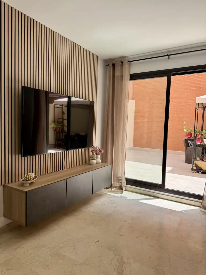 Wohnzimmer von Erdgeschoss zur Miete in Torremolinos mit Klimaanlage, Terrasse und Möbliert