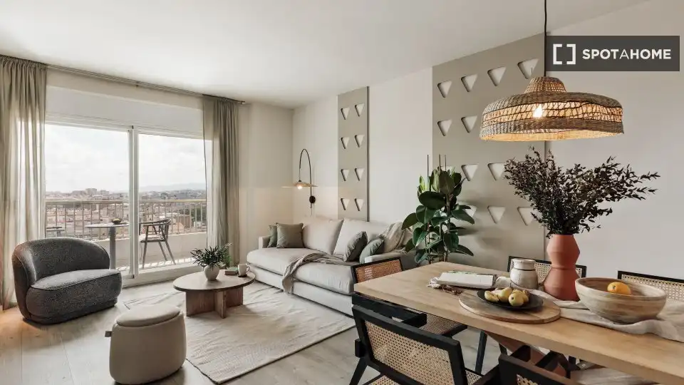 Living room of Flat for rent in Barcelona  with Air Conditioner, Heating and Furnished