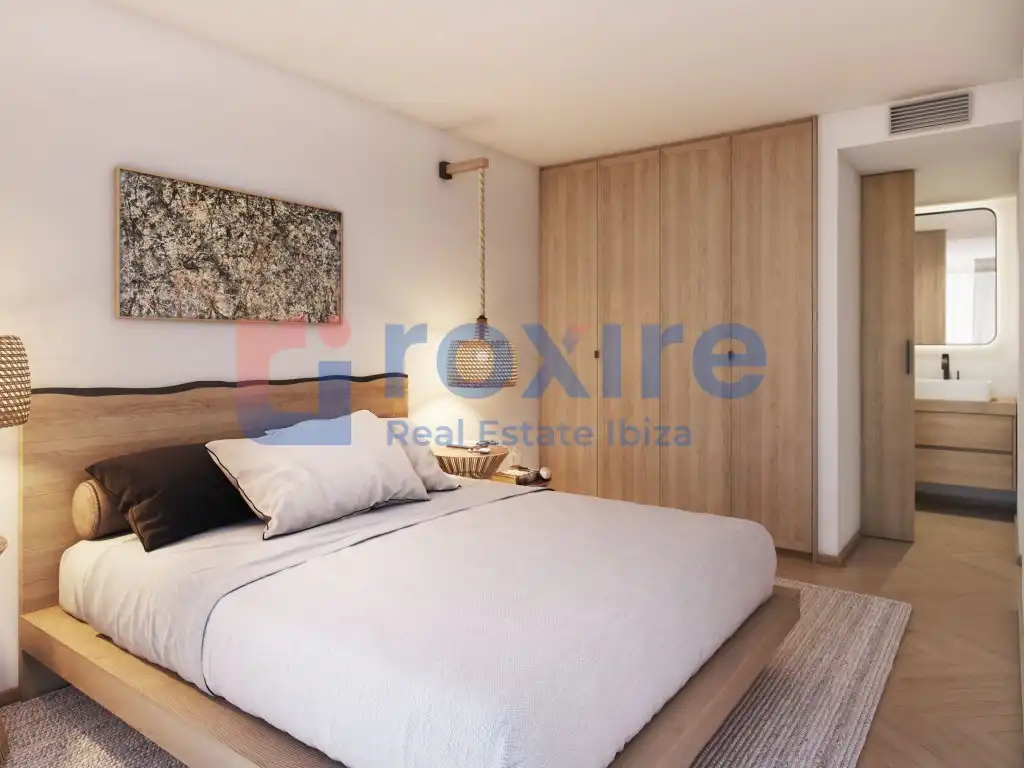 Schlafzimmer von Wohnungen zum Verkauf in Sant Antoni de Portmany mit Privatgarten, Terrasse und Schwimmbad