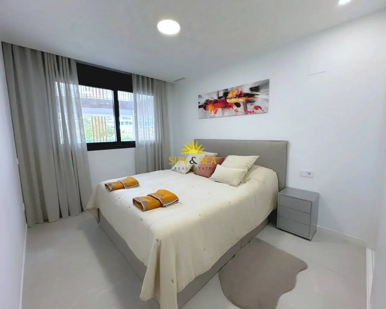 Schlafzimmer von Wohnungen zur Miete in Finestrat mit Klimaanlage, Heizung und Terrasse