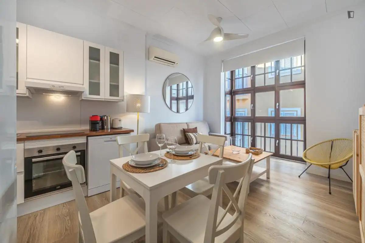 Menjador de Apartament de lloguer en Málaga amb Aire condicionat, Moblat i Forn