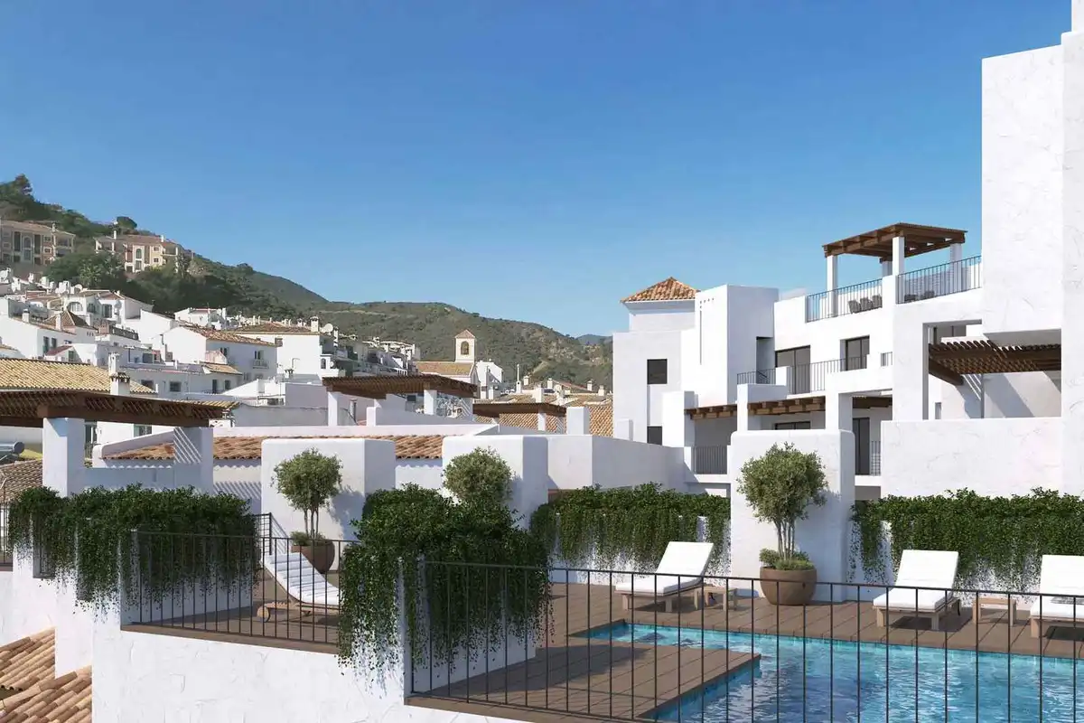 Vista exterior de Apartamento en venta en Benahavís con Aire acondicionado, Jardín privado y Terraza