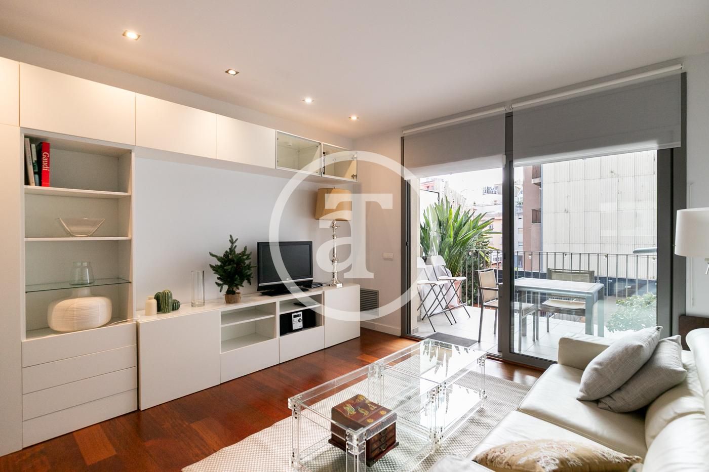 Sala d'estar de Pis de lloguer en  Barcelona Capital amb Aire condicionat, Calefacció i Moblat