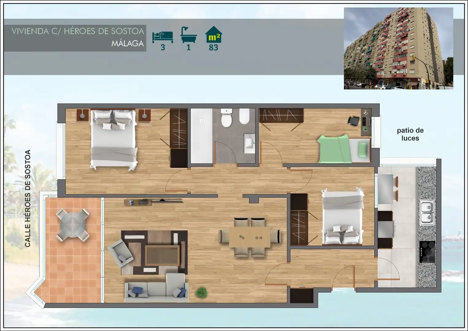 Habitación de Piso en venta en Málaga con Aire acondicionado, Parquet y Alarma