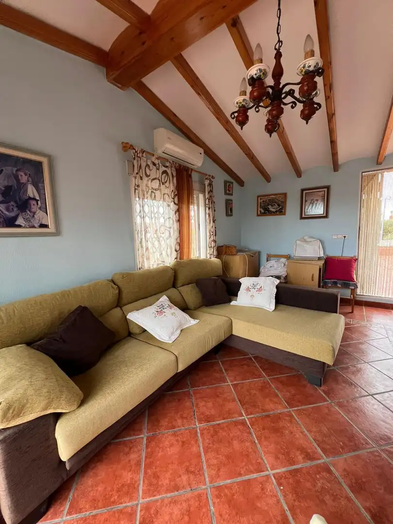 Sala d'estar de Casa o xalet en venda en Elche / Elx amb Jardí privat, Terrassa i Piscina