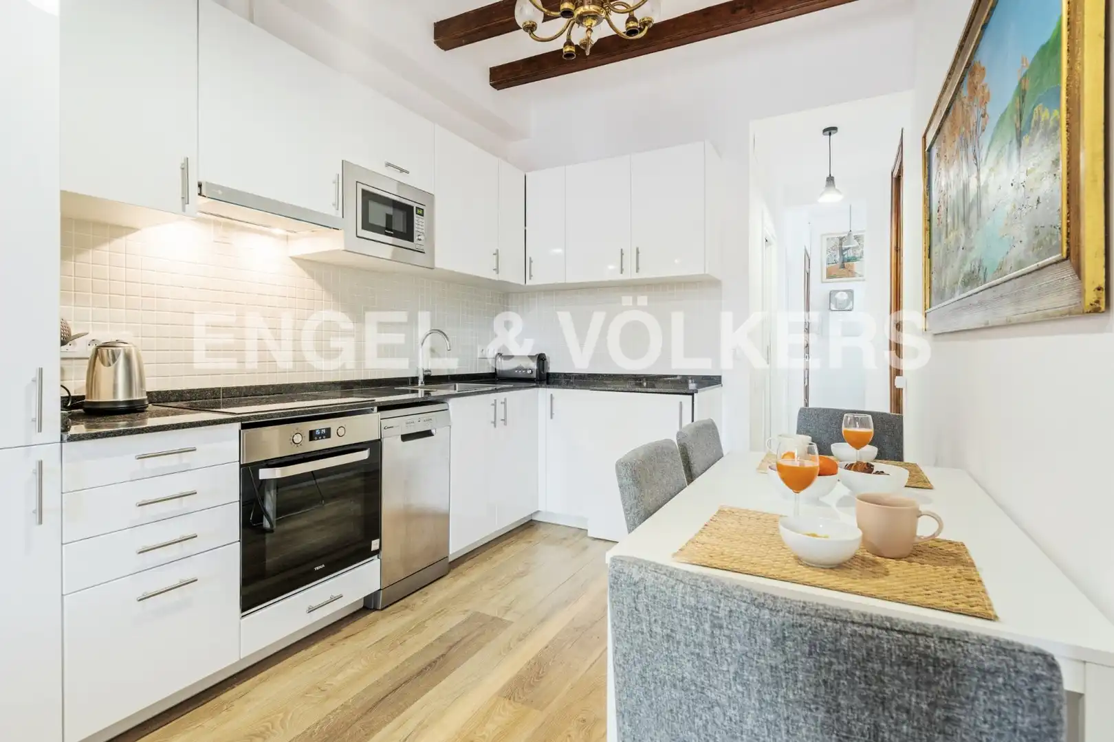 Cocina de Piso de alquiler en Barcelona con Aire acondicionado, Calefacción y Parquet