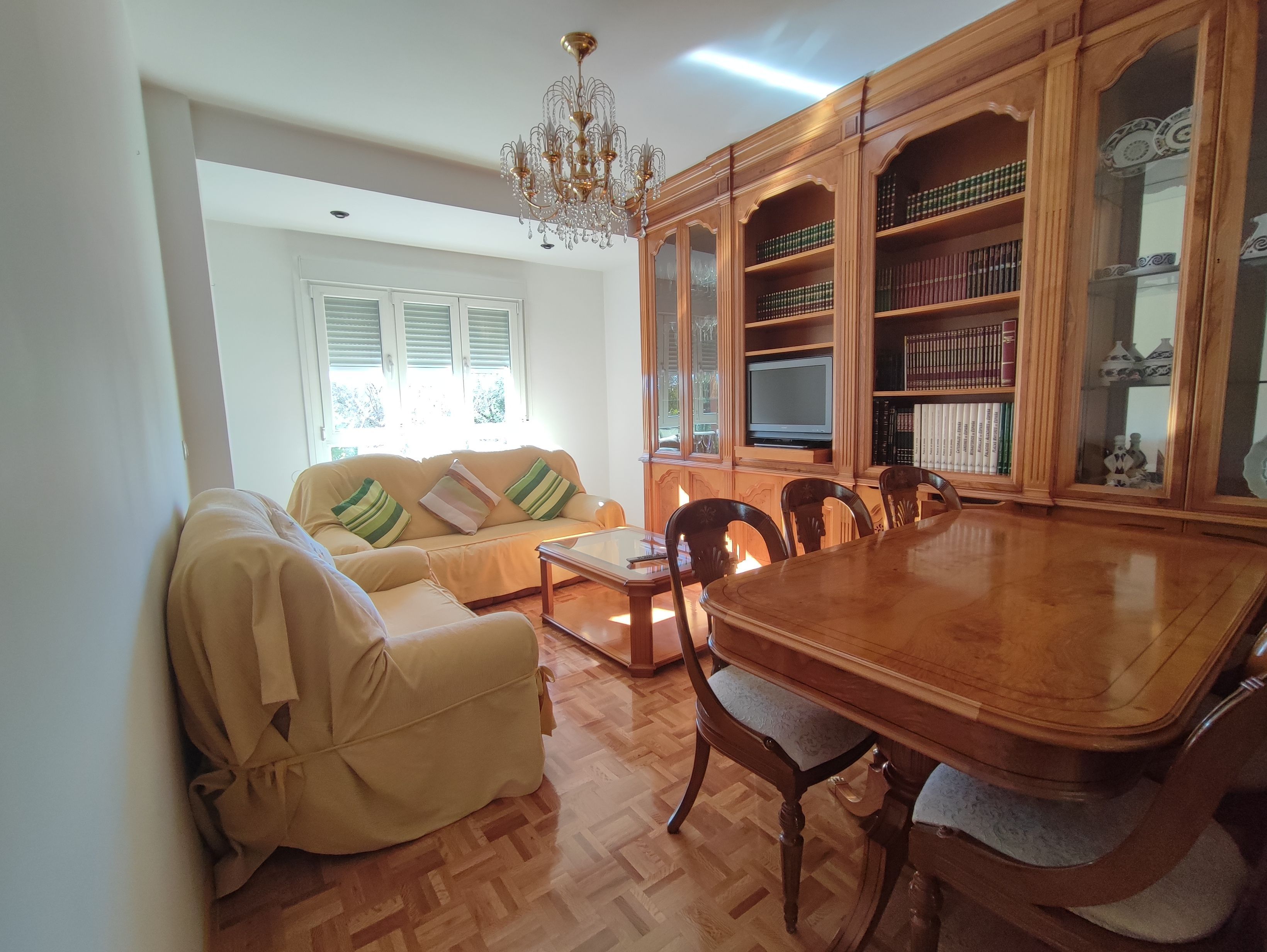Living room of Flat to rent in  Madrid Capital  with Heating, Private garden and Parquet flooring