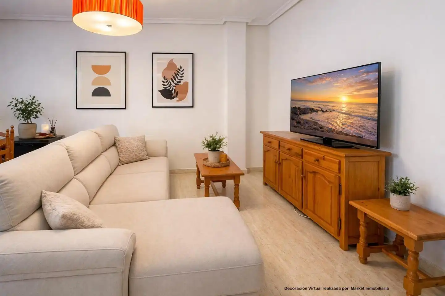 Sala de estar de Casa adosada en venta en Santa Pola con Jardín privado, Terraza y Piscina