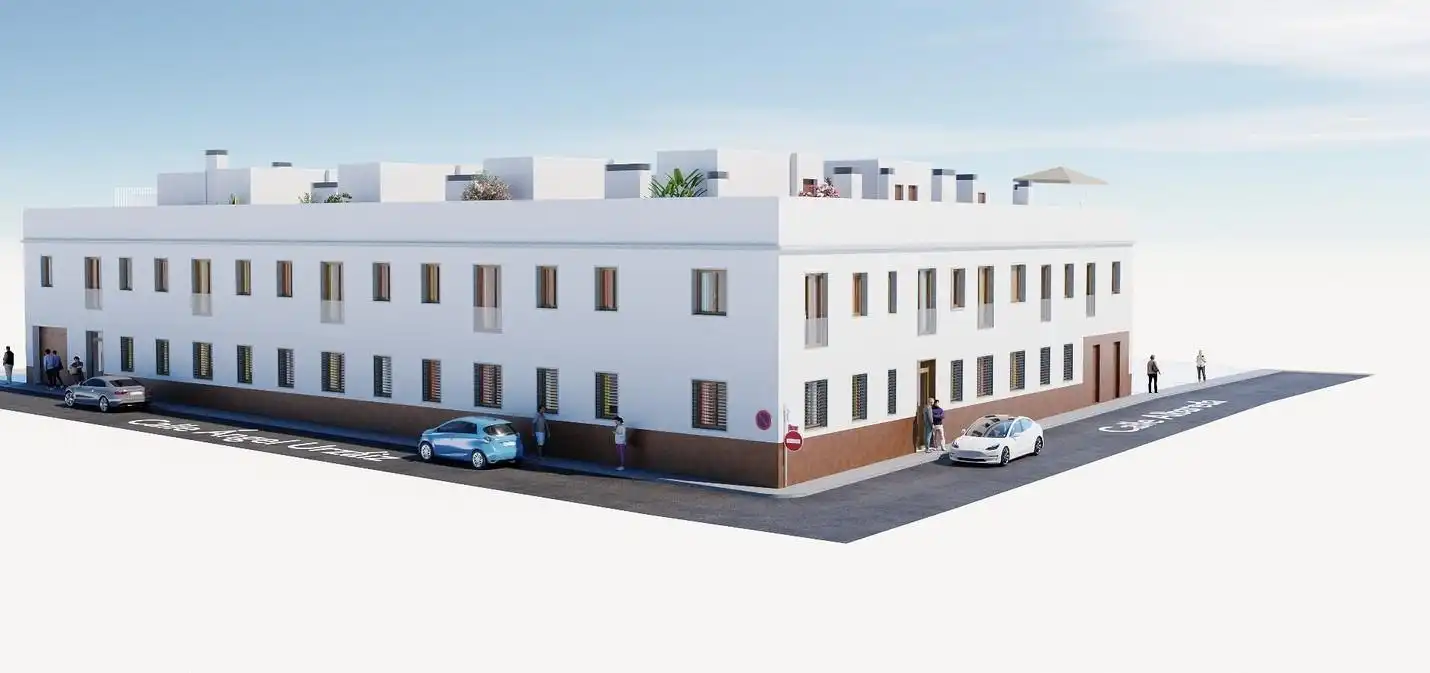 Vista exterior de Casa adosada en venda en El Puerto de Santa María amb Terrassa i Piscina comunitària