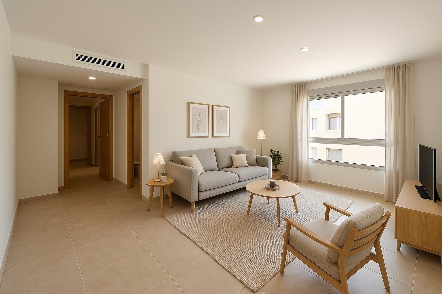 Living room of Flat for sale in La Pobla Llarga  with Swimming Pool, Balcony and Community pool