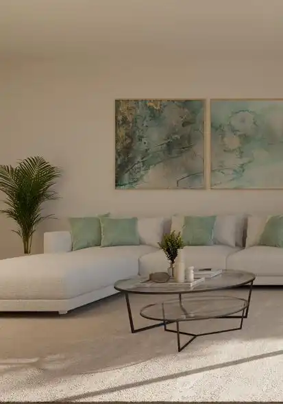Sala d'estar de Apartament en venda en Estepona amb Aire condicionat, Calefacció i Jardí privat