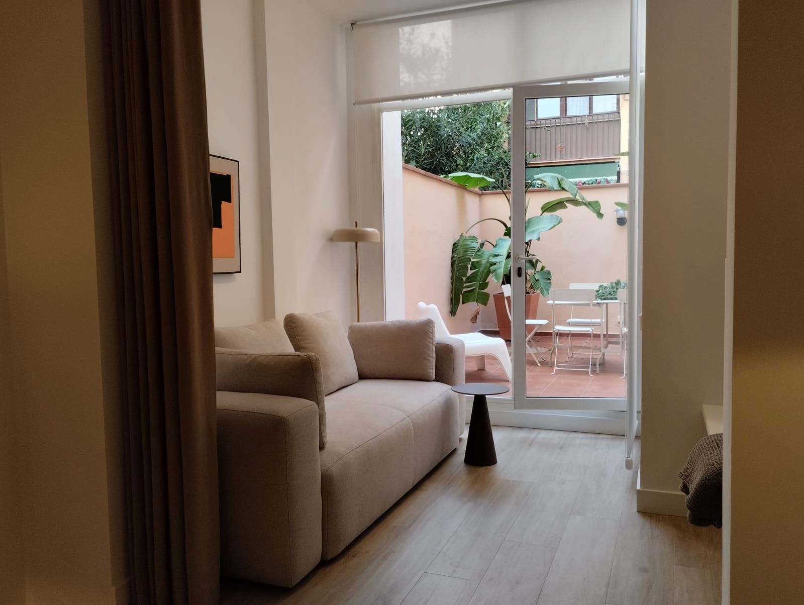 Sala d'estar de Pis de lloguer en  Barcelona Capital amb Aire condicionat, Parquet i Terrassa