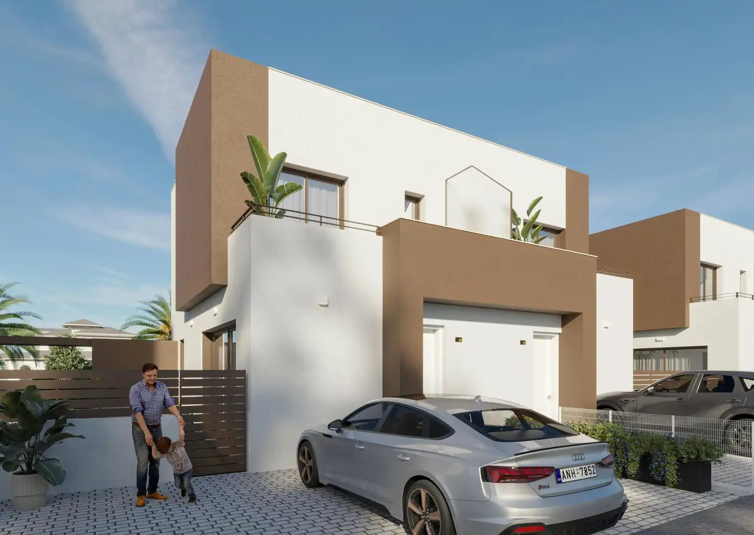 Vista exterior de Casa adosada en venta en Elche / Elx con Piscina comunitaria