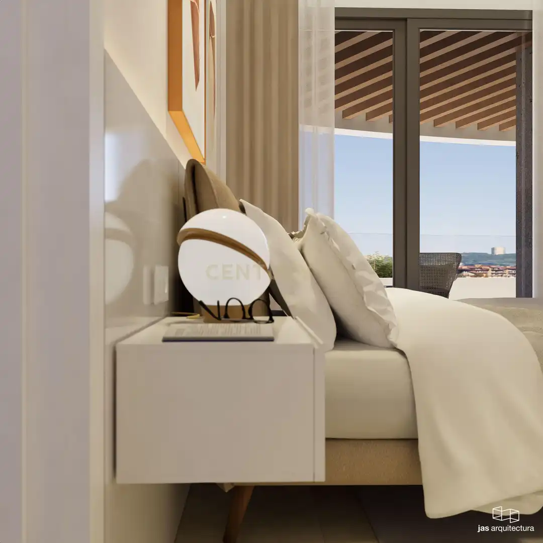 Bedroom of Flat for sale in Calpe / Calp  with Air Conditioner, Private garden and Swimming Pool