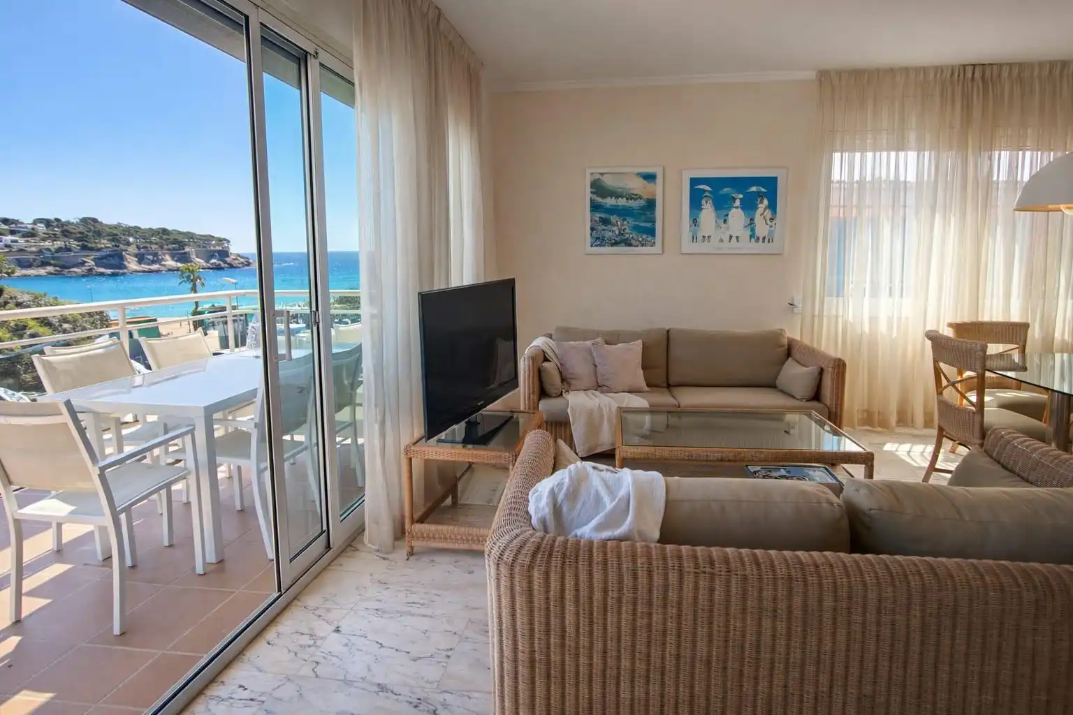 Wohnzimmer von Maisonette zur Miete in Sant Feliu de Guíxols mit Klimaanlage, Möbliert und Gemeinschaftspool