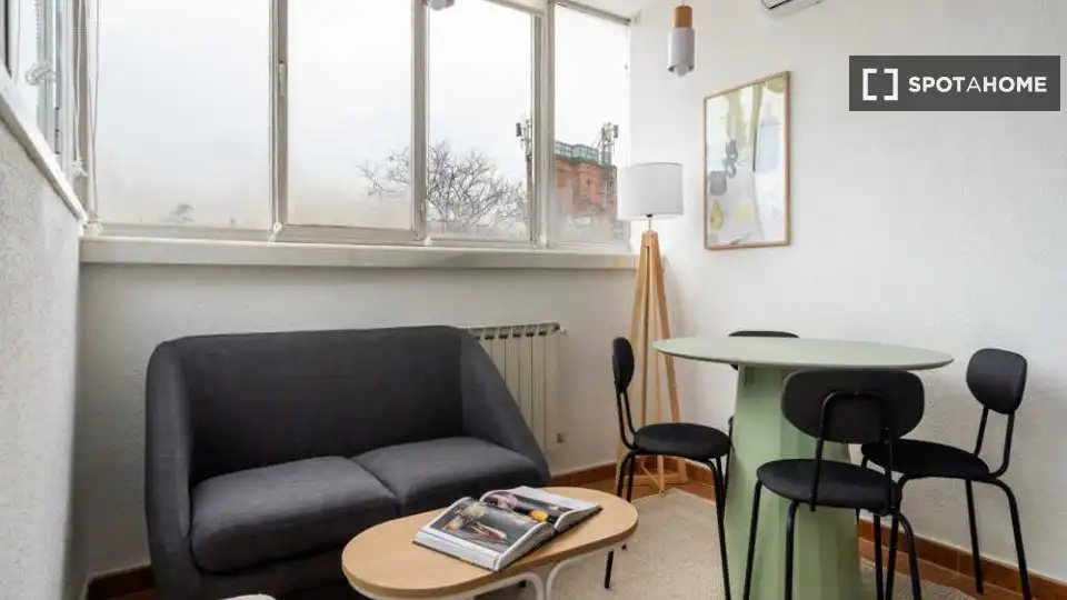 Sala de estar de Piso para compartir en Madrid con Aire acondicionado, Terraza y Amueblado