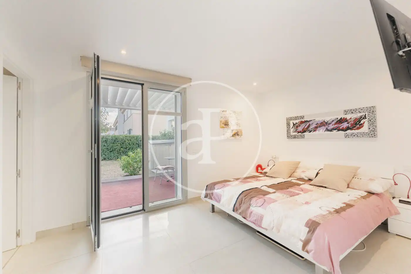 Schlafzimmer von Einfamilien-Reihenhaus zum Verkauf in  Palma de Mallorca mit Klimaanlage, Heizung und Privatgarten