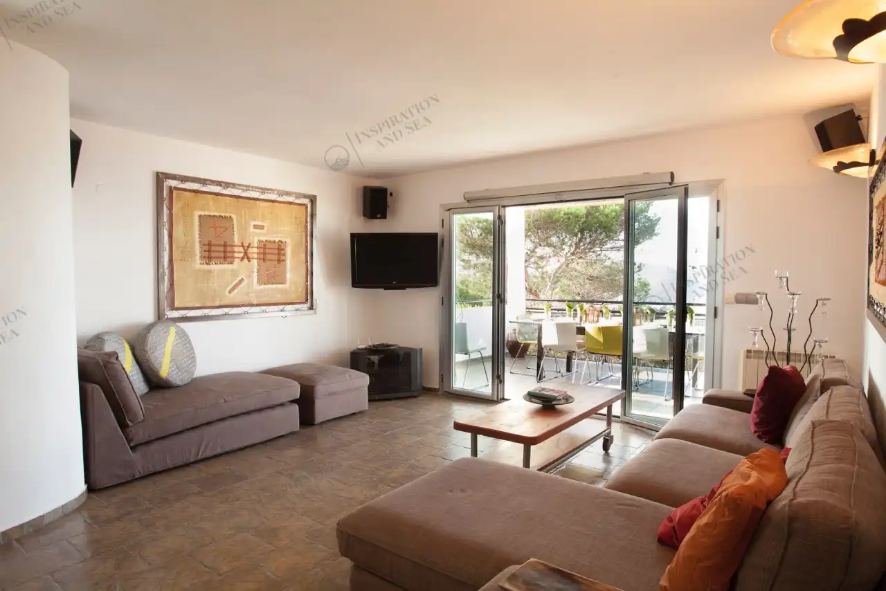 Sala d'estar de Casa o xalet de lloguer en Santa Eulària des Riu amb Aire condicionat, Jardí privat i Terrassa