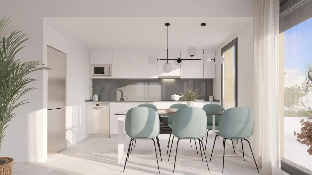 Cocina de Apartamento en venta en Mijas con Aire acondicionado, Jardín privado y Terraza