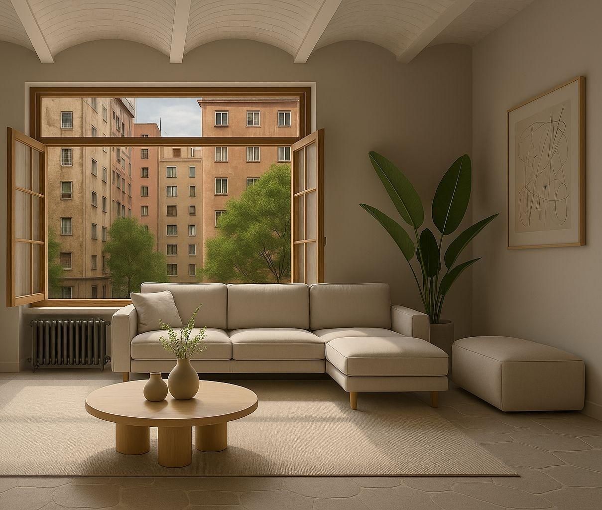 Sala d'estar de Pis en venda en  Barcelona Capital amb Calefacció, Parquet i Terrassa