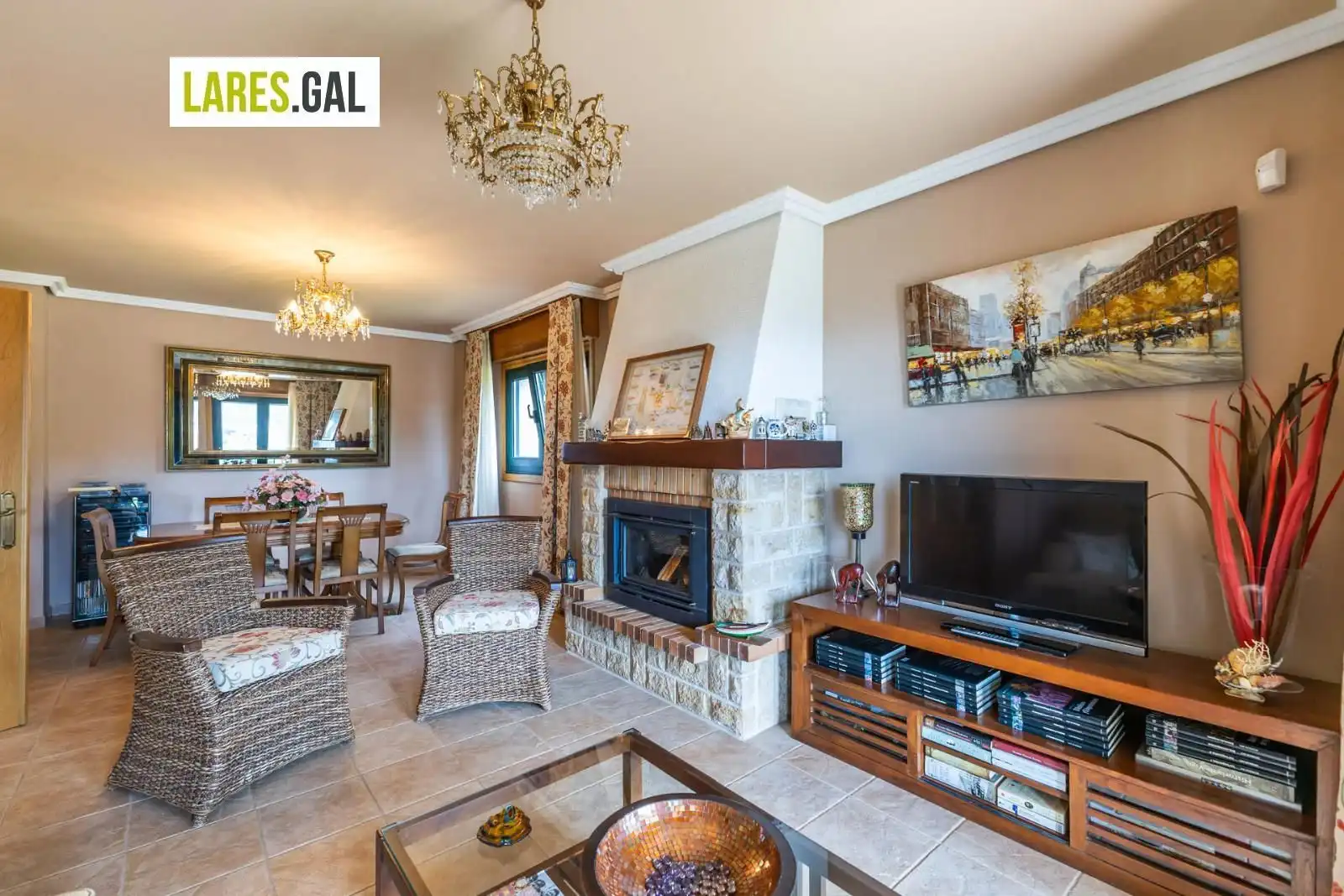 Wohnzimmer von Haus oder Chalet zum Verkauf in Cangas  mit Heizung, Terrasse und Möbliert