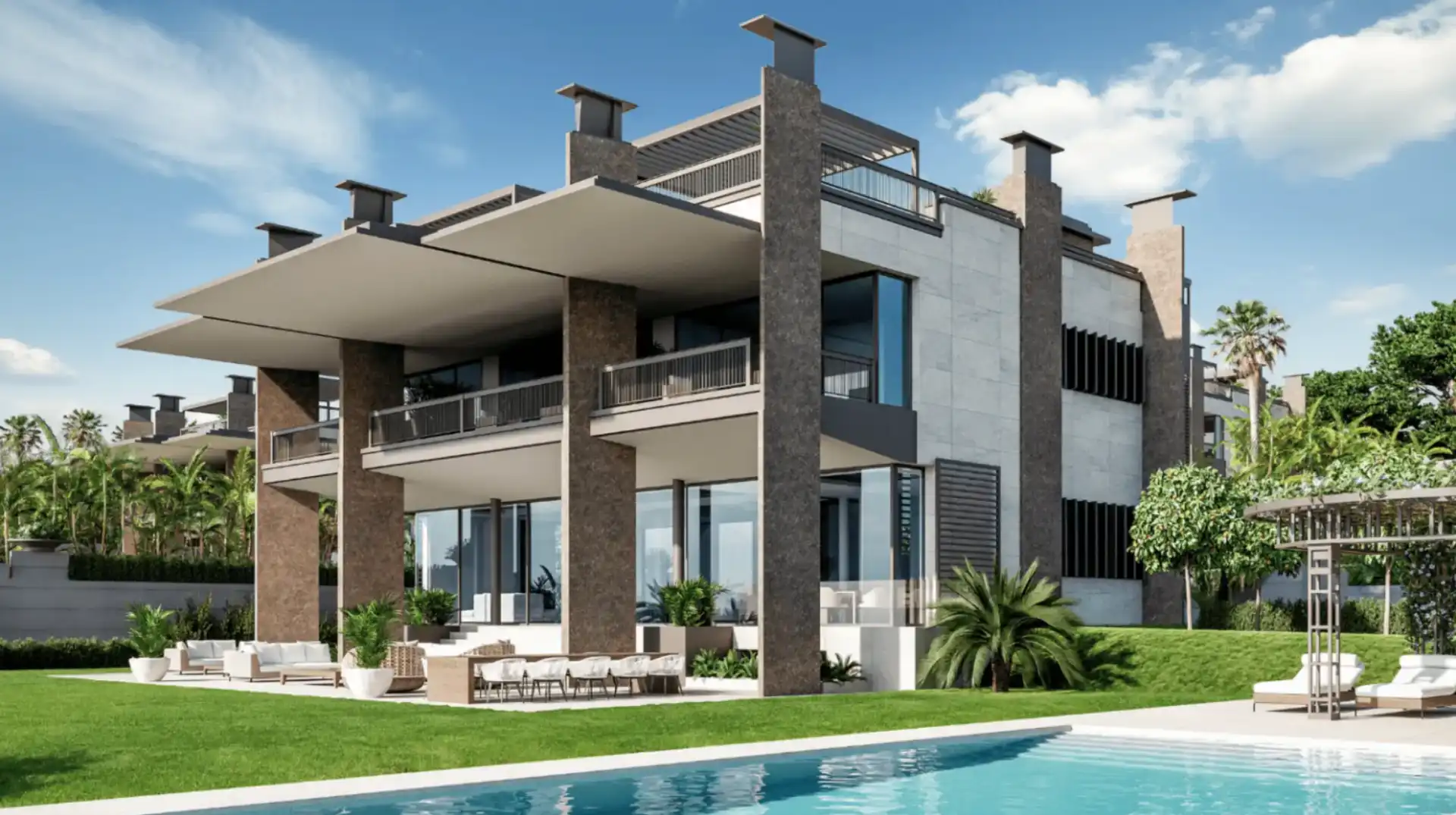 Vista exterior de Casa o chalet en venta en Marbella con Jardín privado, Terraza y Piscina