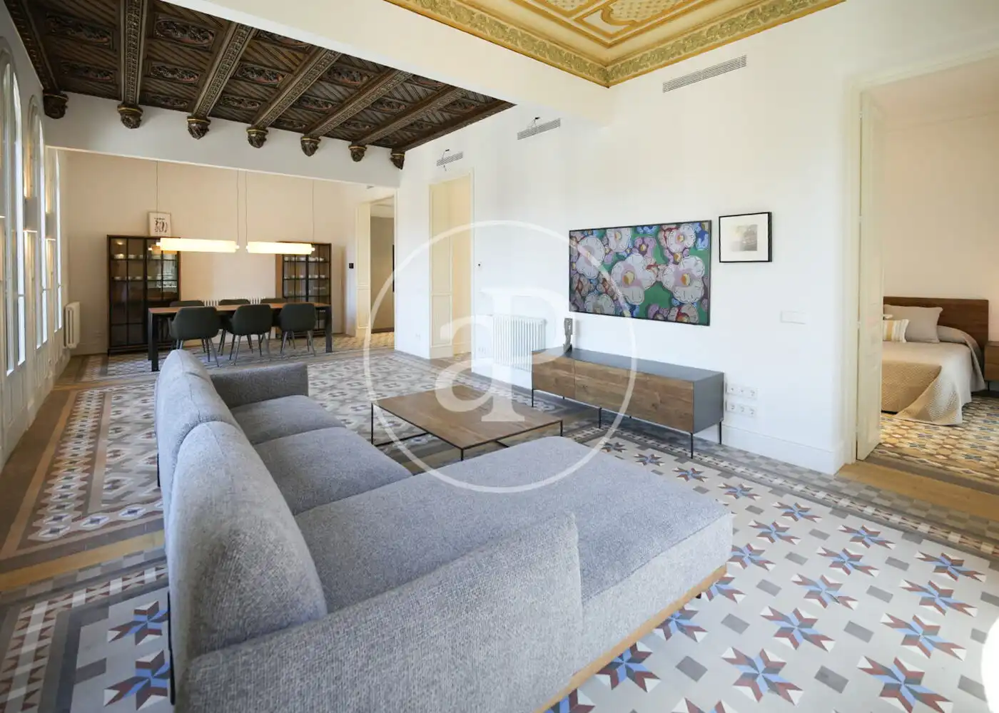 Sala de estar de Piso de alquiler en Barcelona con Aire acondicionado, Calefacción y Amueblado