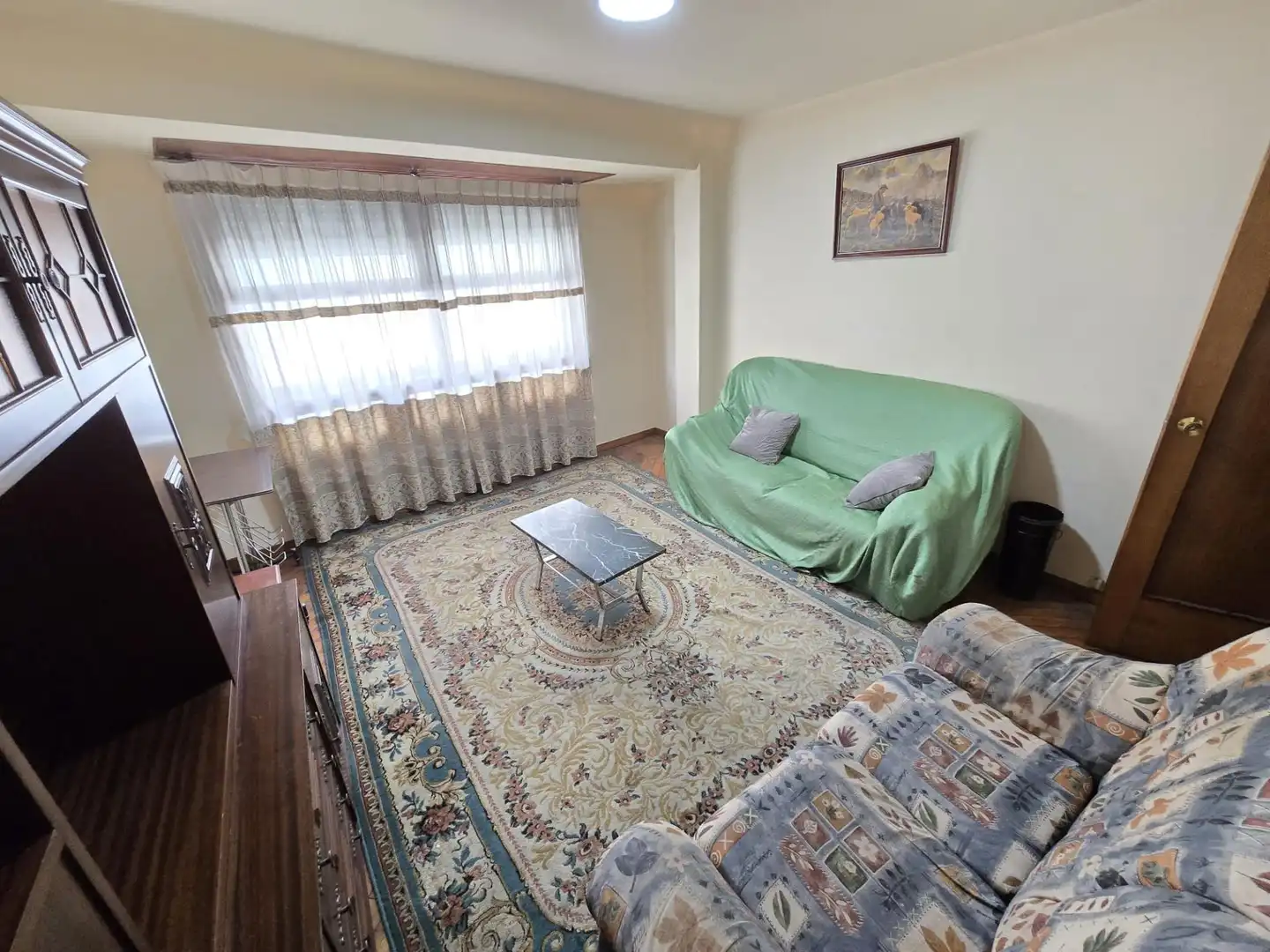 Sala d'estar de Pis de lloguer en Vigo  amb Parquet i Moblat
