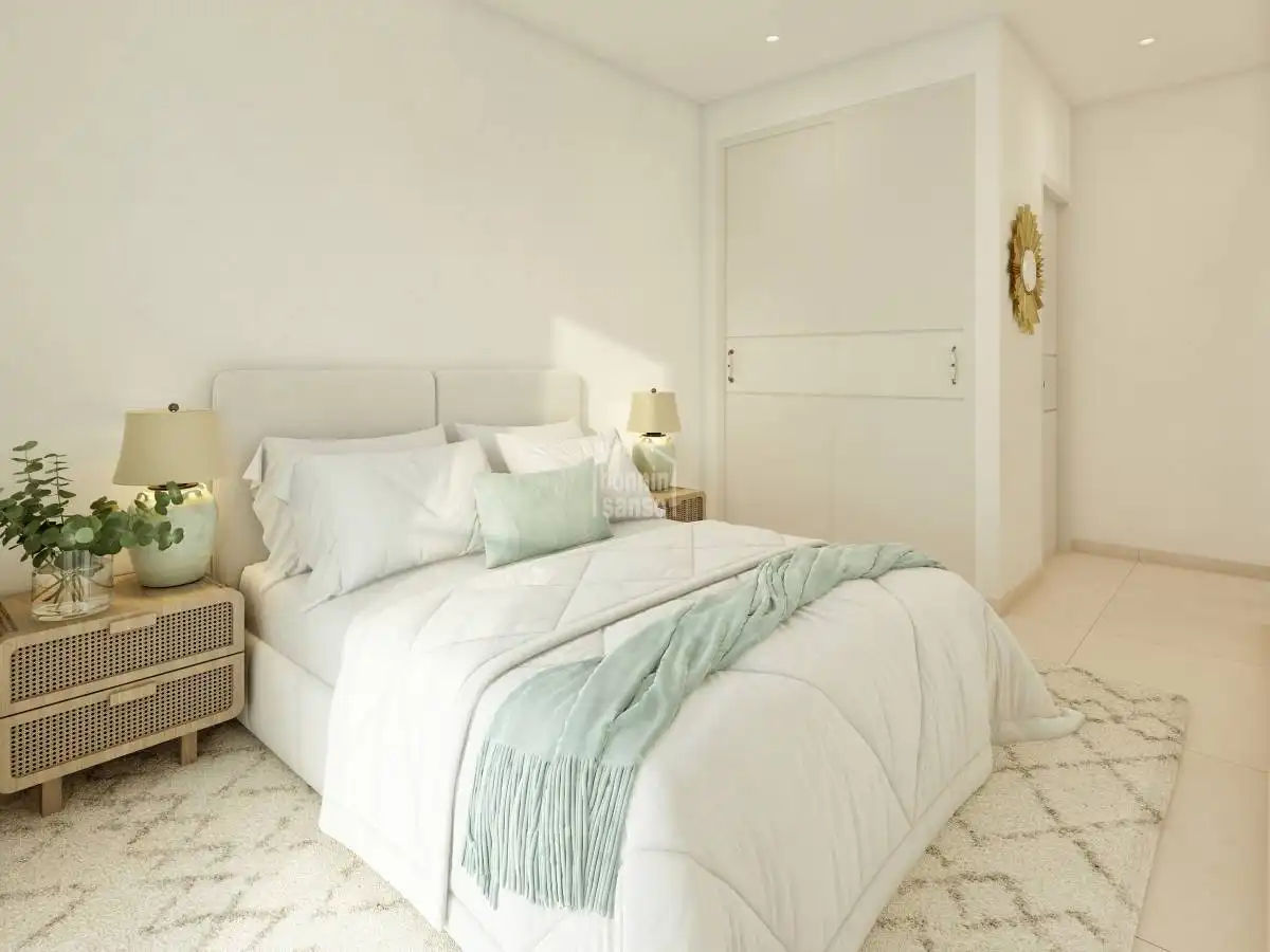 Dormitori de Apartament en venda en Es Mercadal amb Jardí privat, Terrassa i Piscina