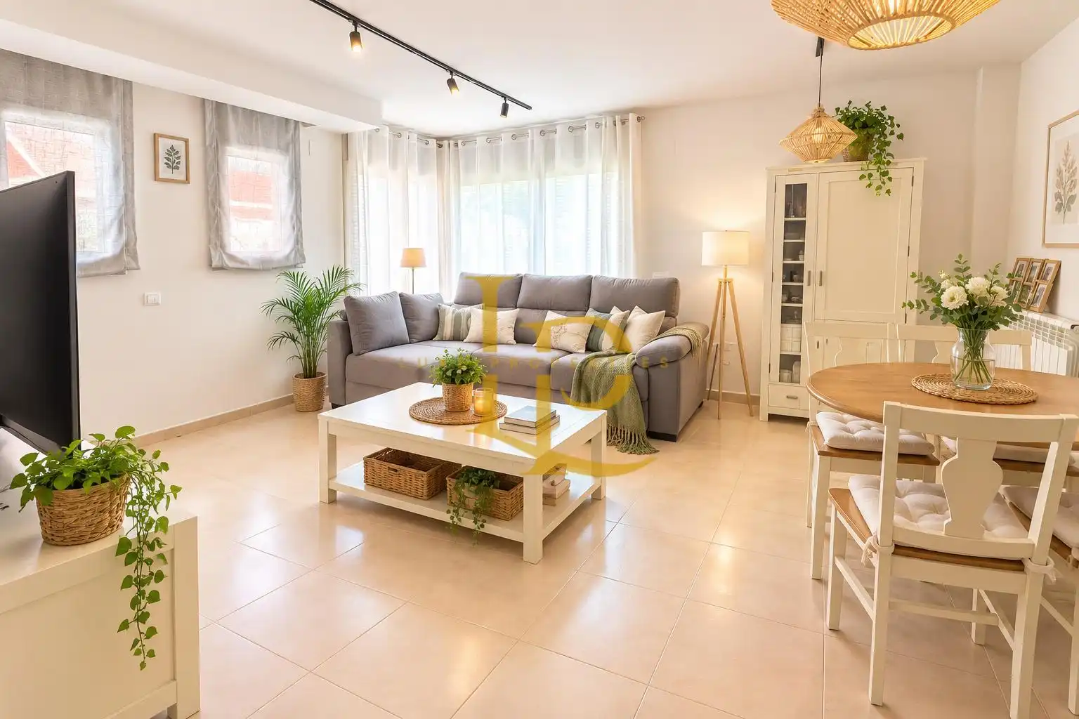 Wohnzimmer von Einfamilien-Reihenhaus zum Verkauf in Cambrils mit Klimaanlage, Heizung und Privatgarten