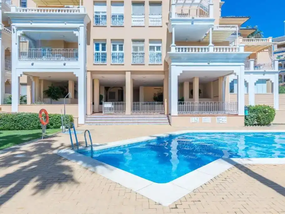 Swimming pool of Flat for rent in Ayamonte  with Air Conditioner, Private garden and Parquet flooring