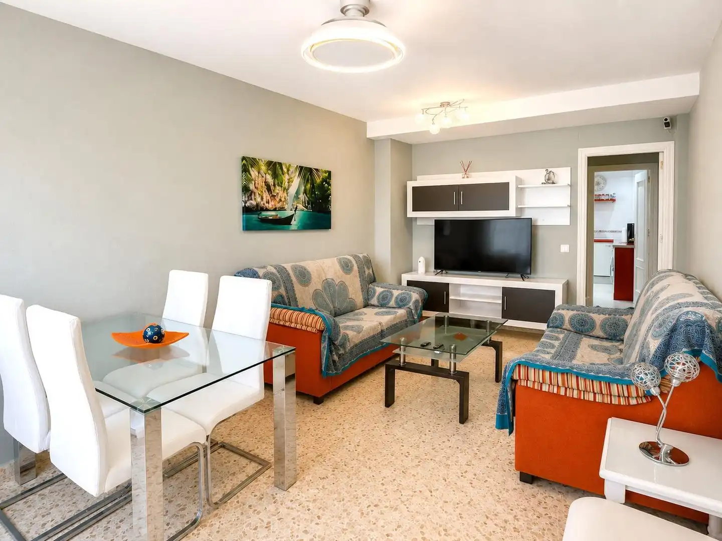 Living room of Detached homes for rent in Chipiona  with Air Conditioner, Furnished and Balcony