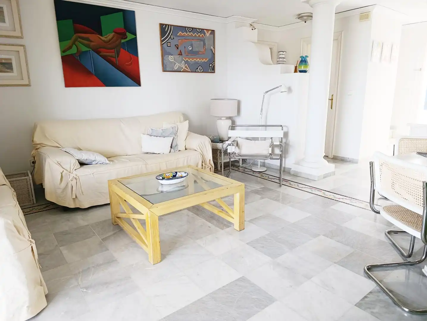 Sala de estar de Dúplex de alquiler en Dénia con Aire acondicionado, Calefacción y Jardín privado