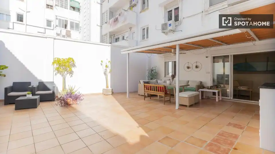 Terrace of Flat for rent in Valencia  with Air Conditioner, Heating and Furnished