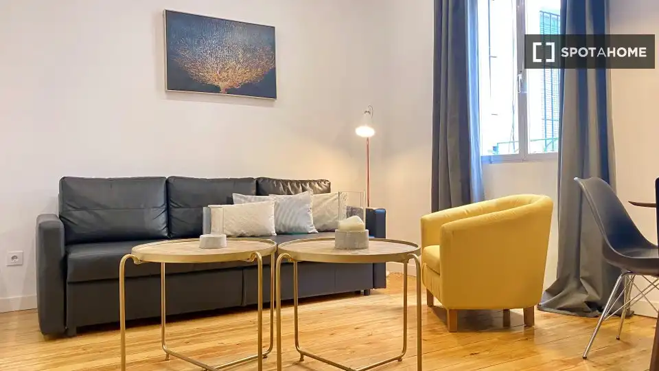 Sala d'estar de Apartament per a compartir en Madrid amb Aire condicionat, Terrassa i Moblat