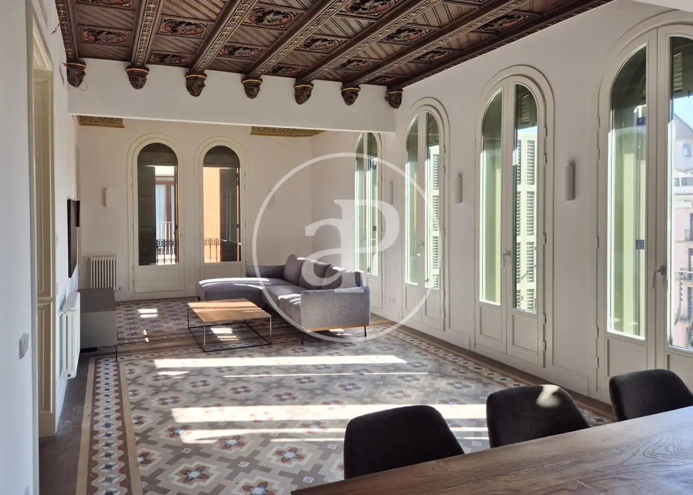 Sala de estar de Piso de alquiler en Barcelona con Aire acondicionado, Calefacción y Amueblado