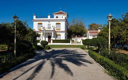 Vista exterior de Casa o xalet en venda en Sanlúcar la Mayor amb Aire condicionat, Jardí privat i Terrassa