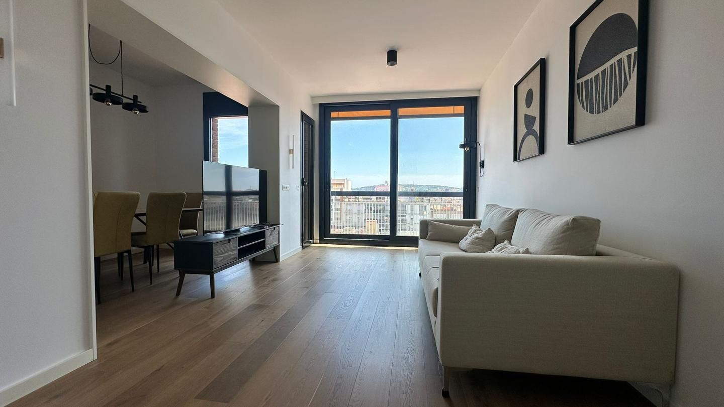 Sala d'estar de Pis en venda en  Barcelona Capital amb Aire condicionat, Parquet i Terrassa