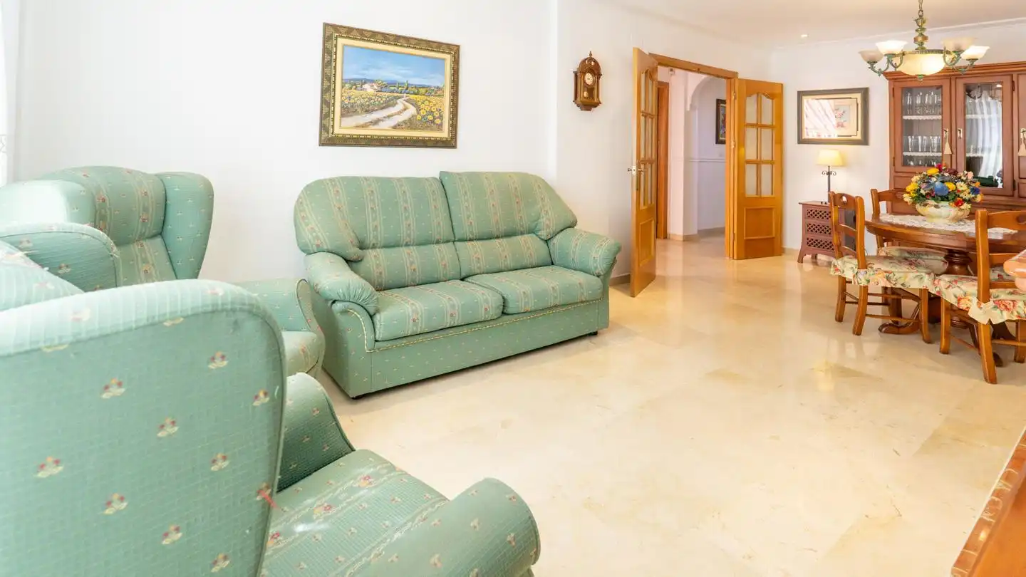 Sala d'estar de Casa o xalet en venda en Elche / Elx amb Aire condicionat, Jardí privat i Terrassa