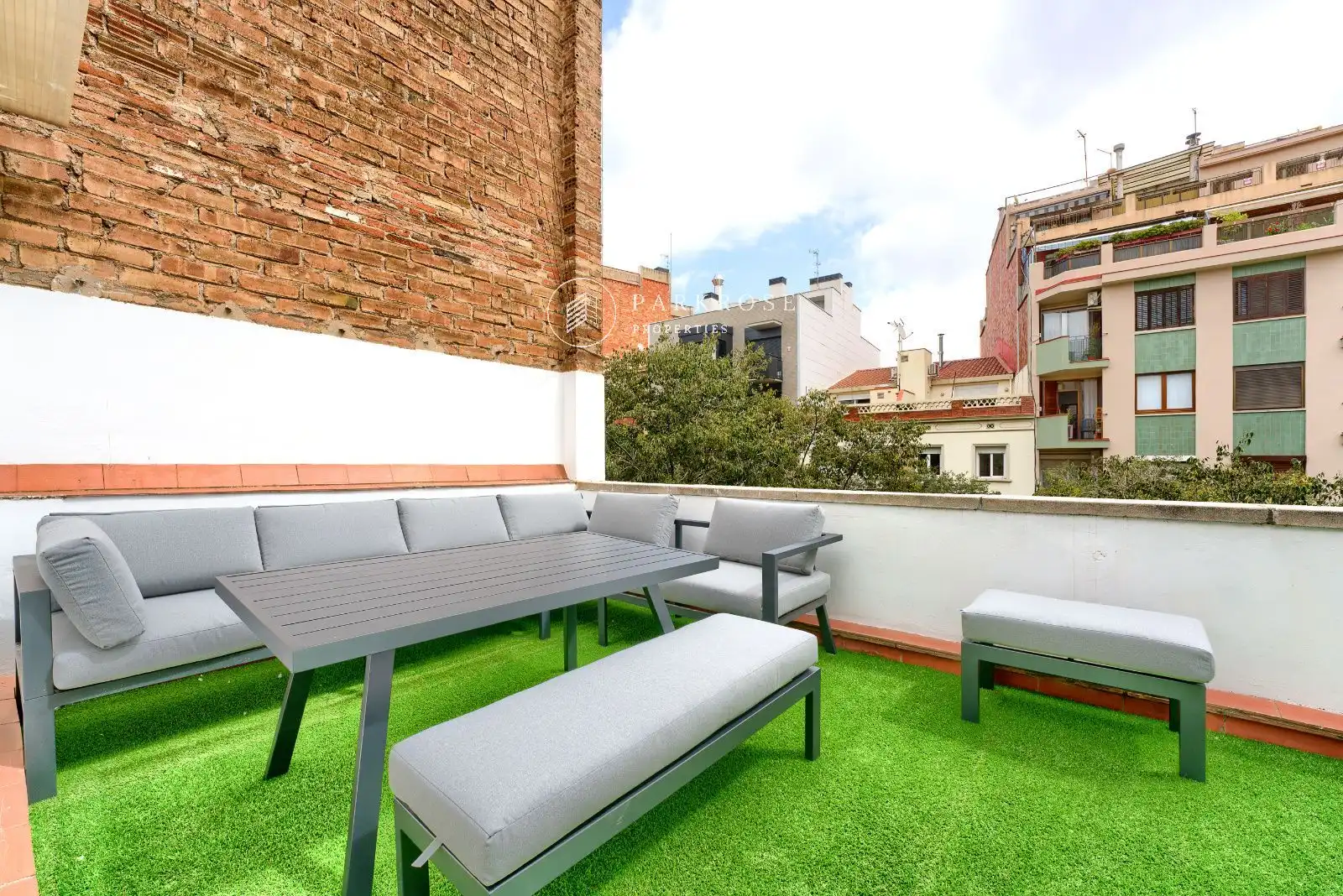 Terrace of Flat for share in Barcelona  with Air Conditioner, Parquet flooring and Furnished