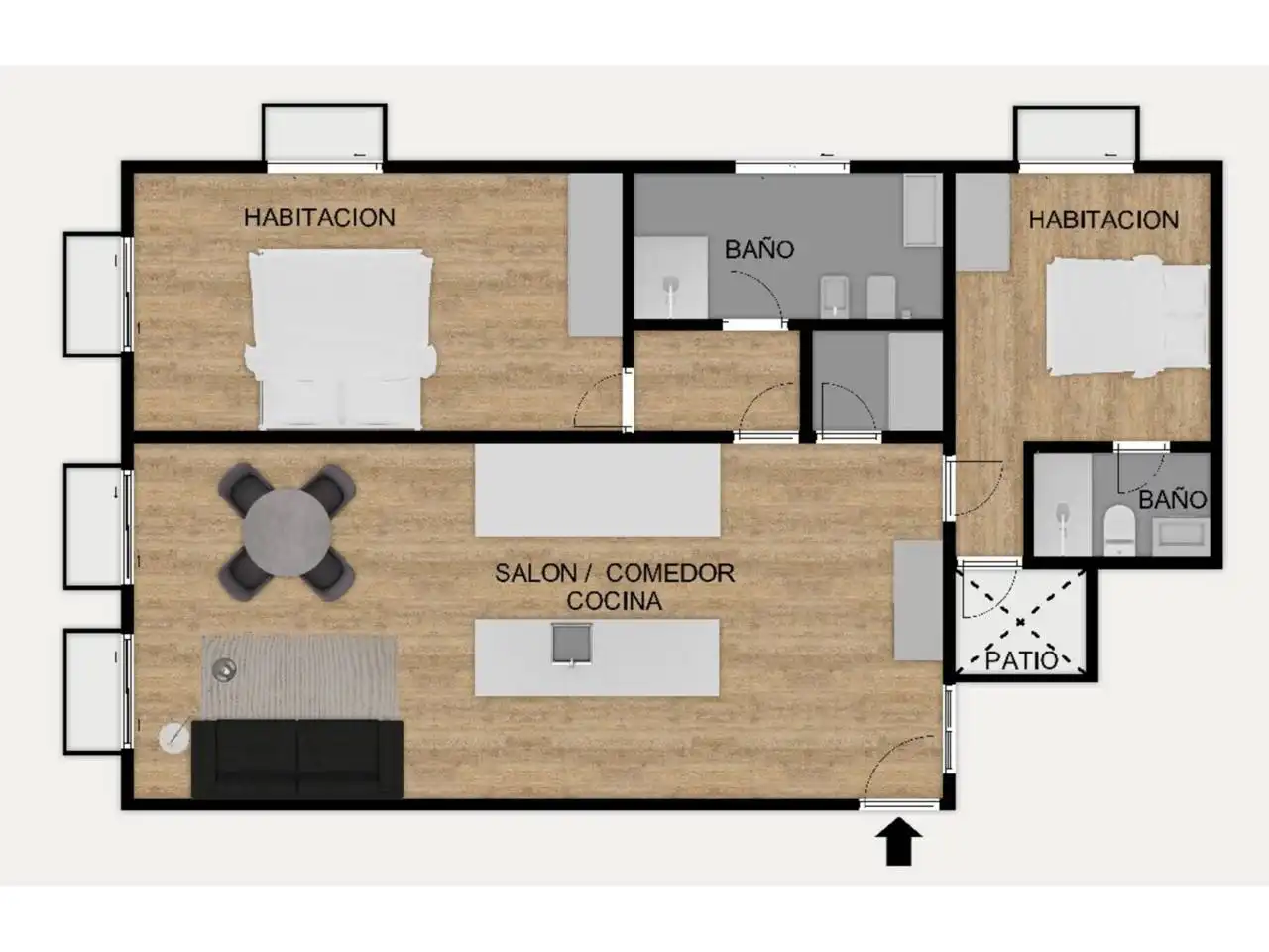 Wohnung zur Miete in Barcelona mit Klimaanlage, Heizung und Parkett
