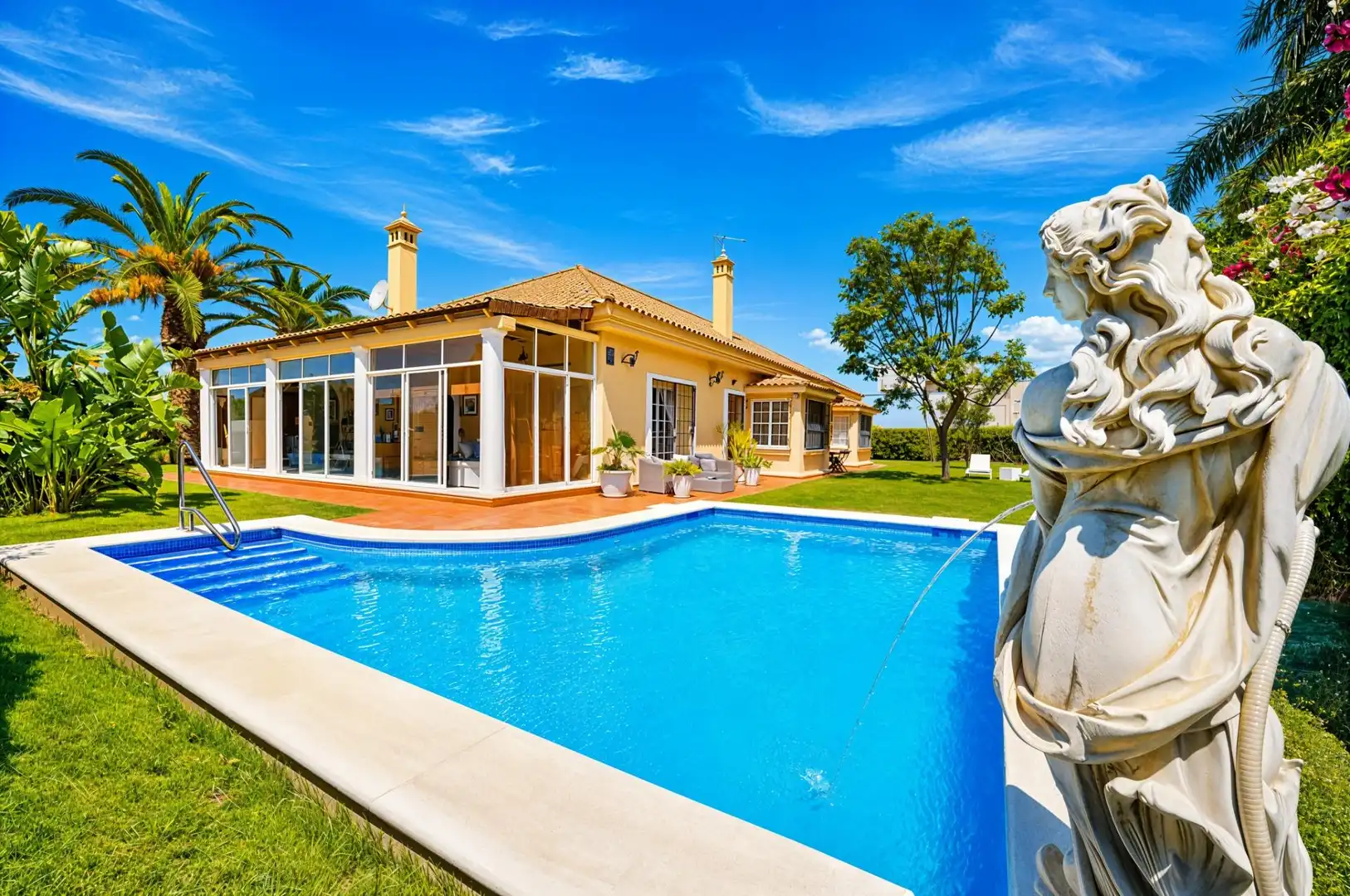 Piscina de Casa o xalet en venda en Chiclana de la Frontera amb Aire condicionat, Calefacció i Jardí privat