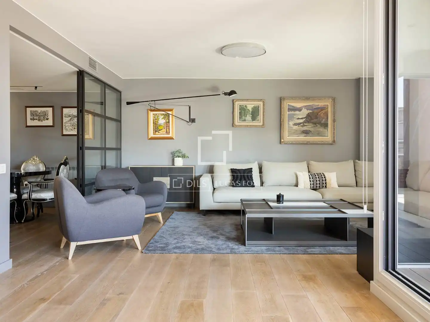 Wohnzimmer von Wohnung zum Verkauf in Barcelona mit Klimaanlage und Terrasse