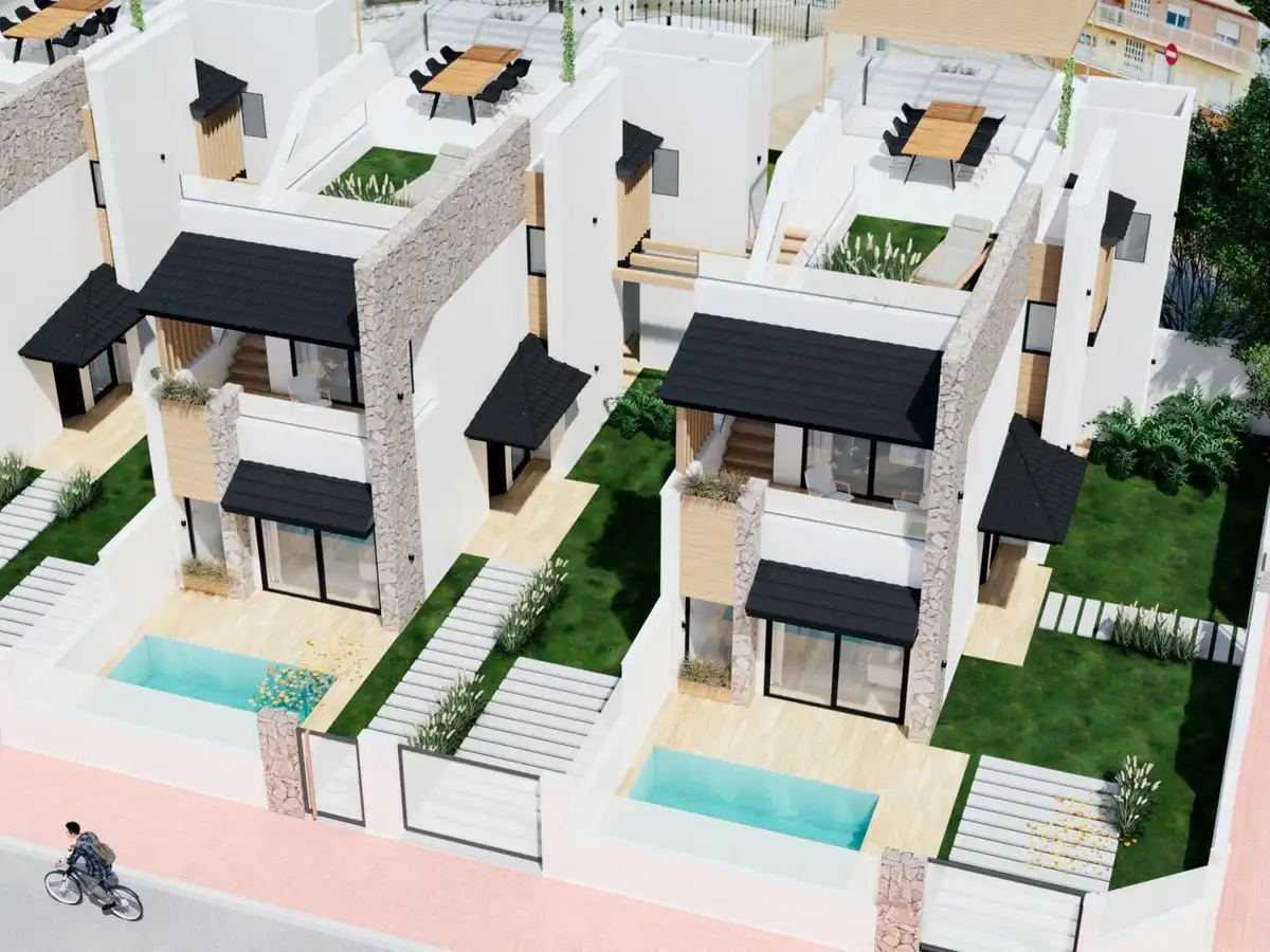 Vista exterior de Casa o chalet en venta en San Pedro del Pinatar con Jardín privado y Piscina