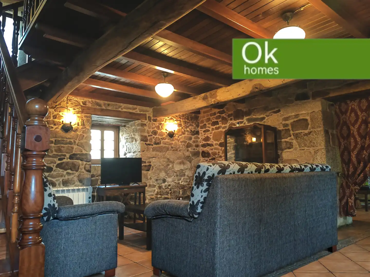 Wohnzimmer von Country house zum Verkauf in Guitiriz mit Heizung, Parkett und Abstellraum