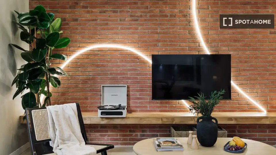Sala d'estar de Apartament per a compartir en Barcelona amb Aire condicionat, Terrassa i Moblat