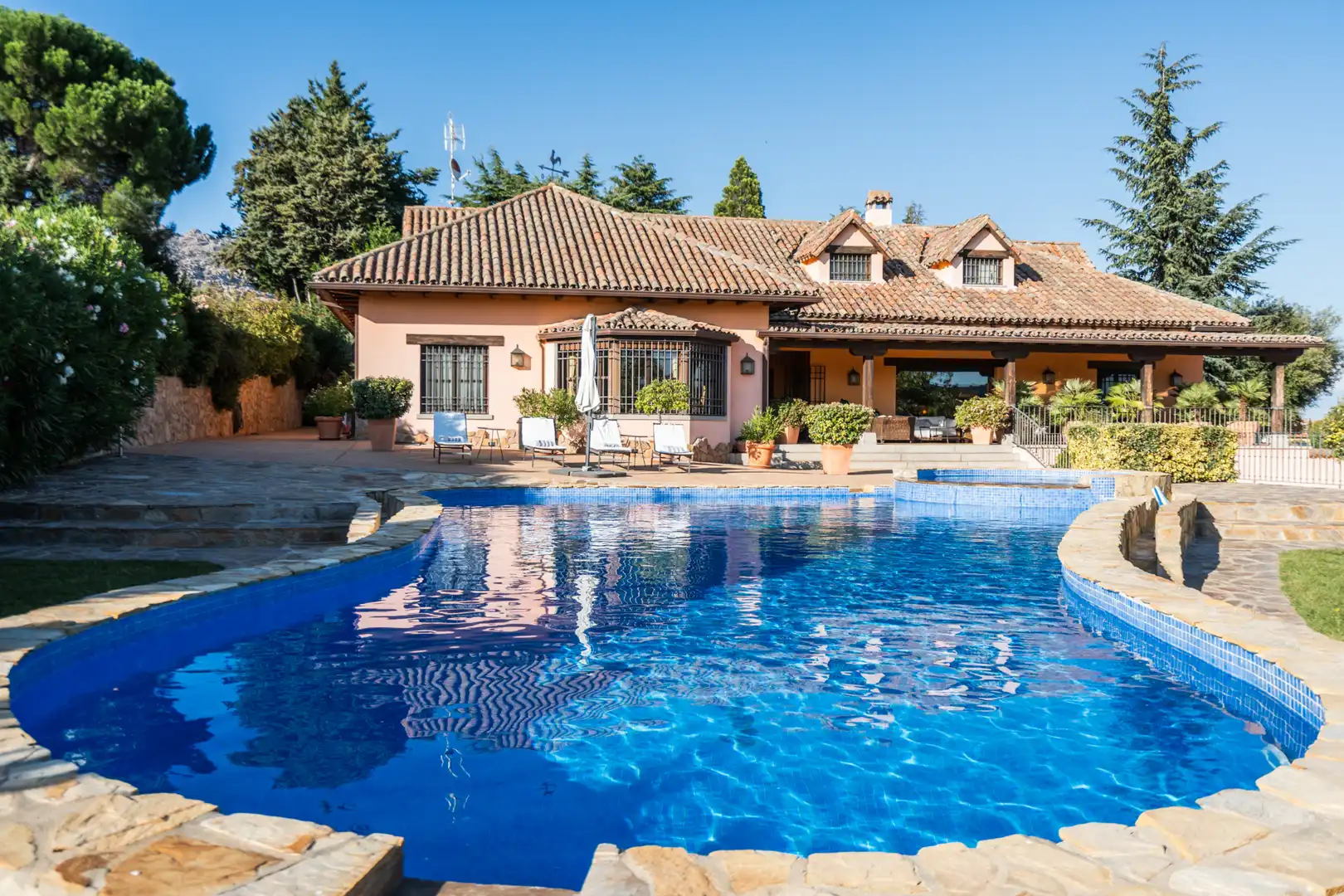 Swimming pool of Houses for sale in Manzanares El Real  with Air Conditioner, Heating and Private garden