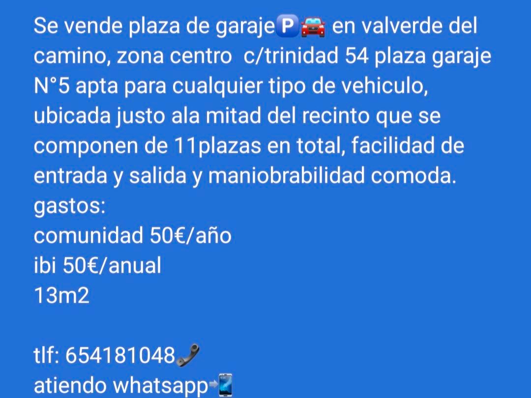 Parking de Garaje en venta en Valverde del Camino