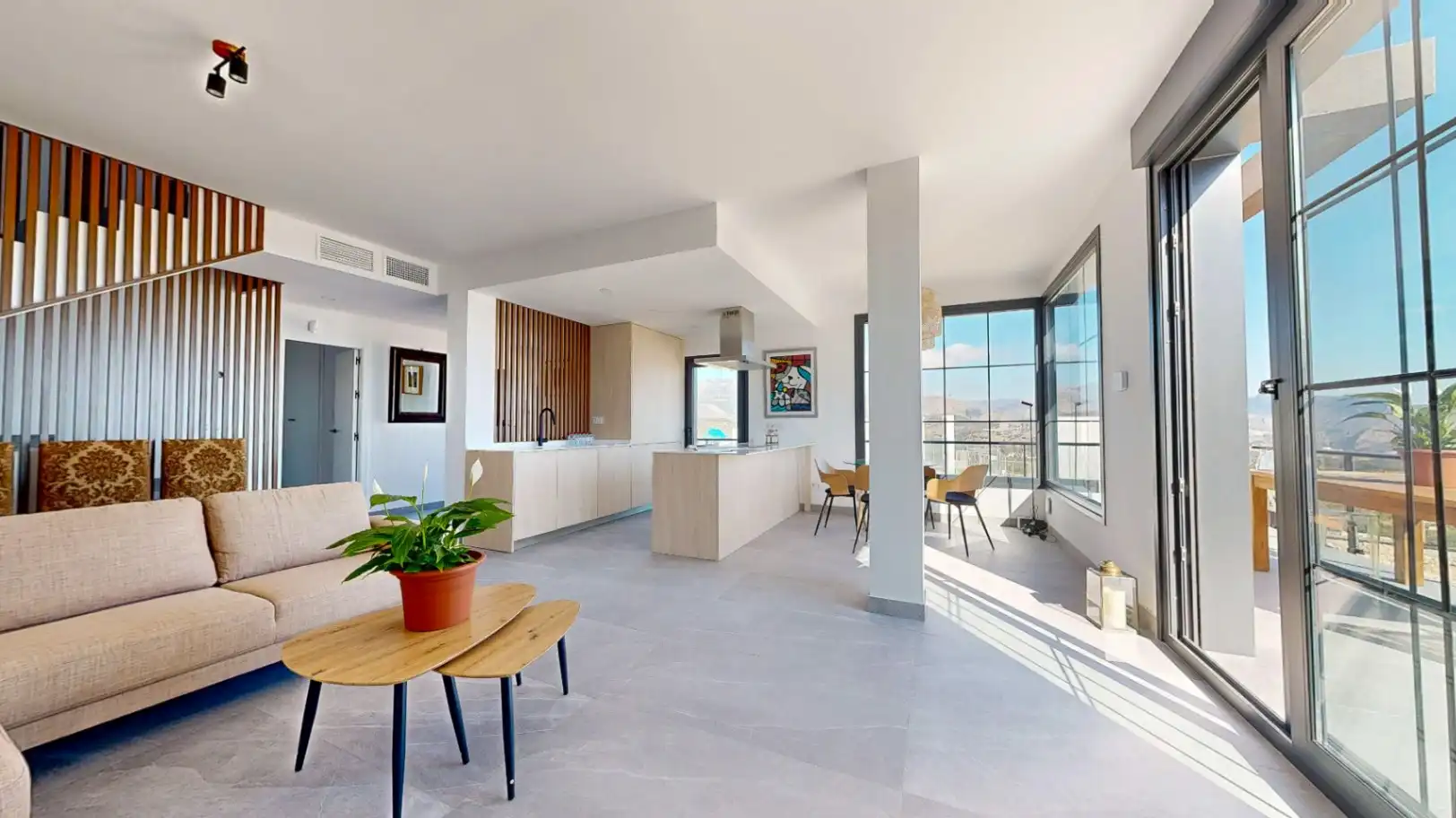 Sala de estar de Casa adosada en venta en Polop con Aire acondicionado, Calefacción y Terraza