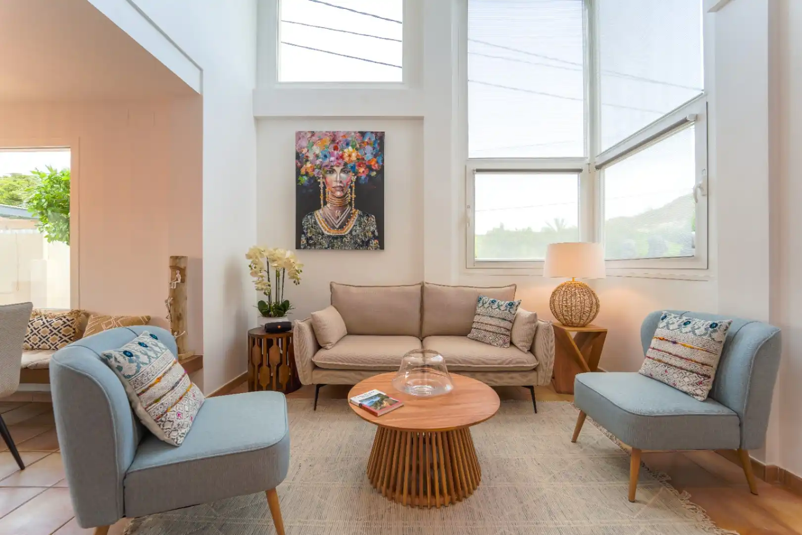 Wohnzimmer von Einfamilien-Reihenhaus zum Verkauf in L'Alfàs del Pi mit Klimaanlage, Heizung und Privatgarten